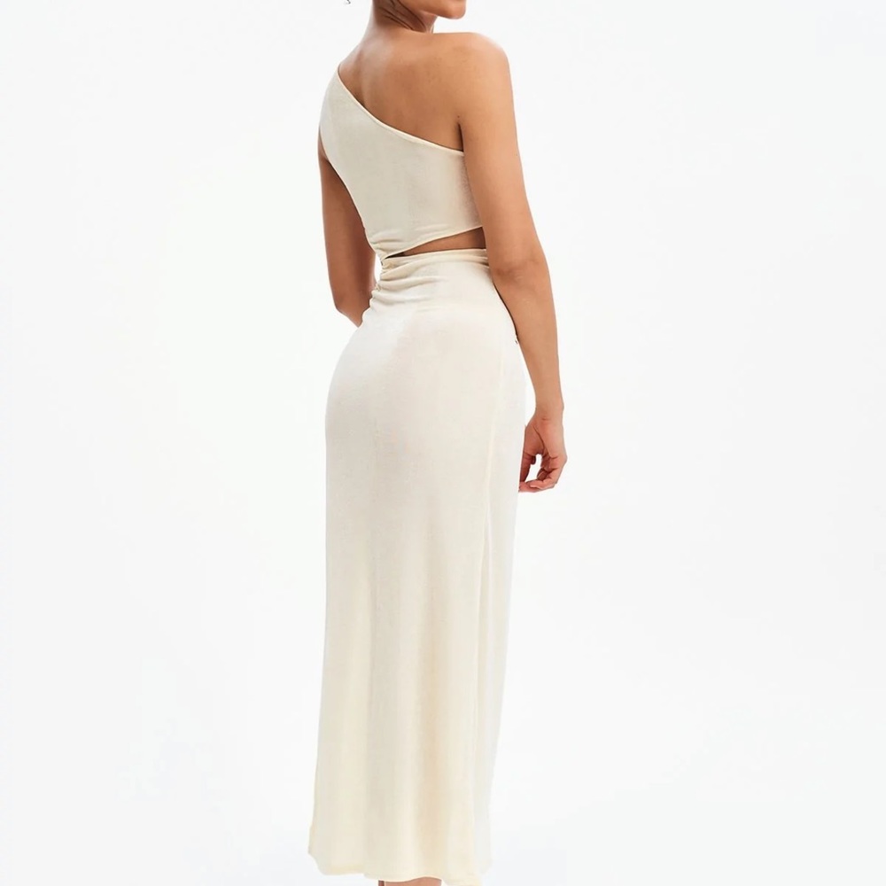 One Shoulder Cut Out High Slit Maxi Dress